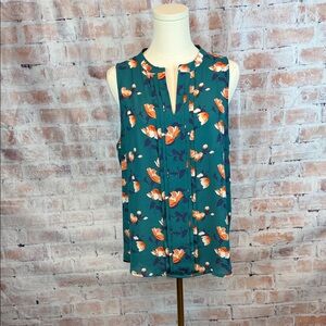 41 Hawthorn Teal and Orange Floral Sleeveless Top